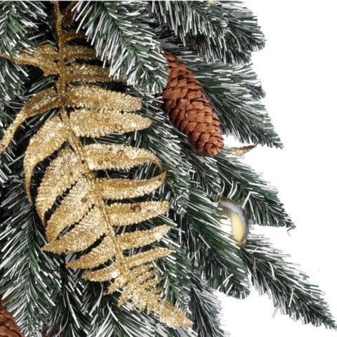 Ekskluzywna Złota Choinka Bożonarodzeniowa na Naturalnym Pniu 100 cm z Brokatowymi Dekoracjami