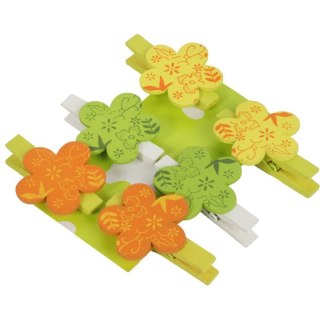KWIATKI KLAMERKI DREWNIANE 6SZT 4,5CM WIELKANOC WIOSNA