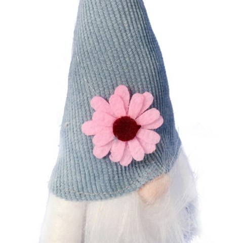 Niebieski Skrzat Wiosenny z Brodą 17 cm - Dekoracja Wielkanocna