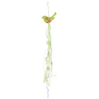 PTASZEK DREWNIANY ZAWIESZKA 70CM WIELKANOC ZIELONY