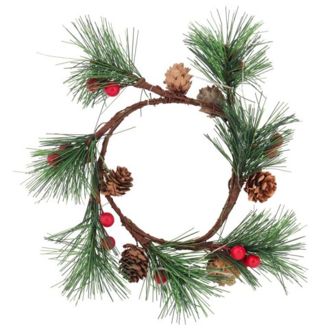 Wianek z jarzębiny z szyszkami stroik 16 cm