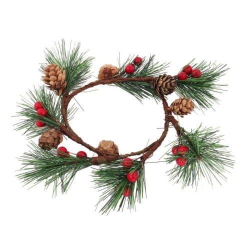Wianek z jarzębiny z szyszkami stroik 16 cm