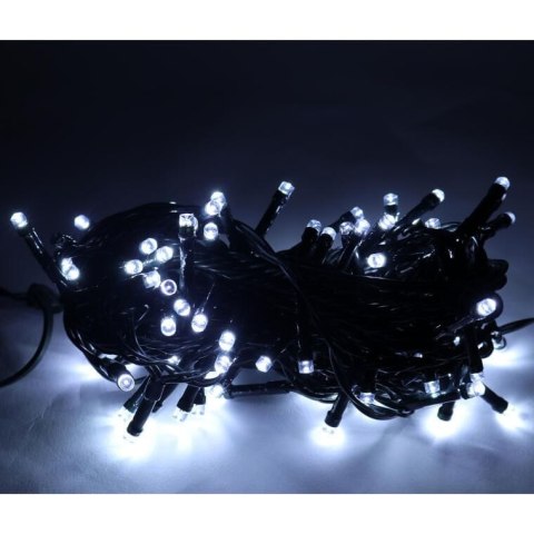 Komplet Lampek Choinkowych 100 LED Zimny Biały z Efektem Flash i Dodatkowym Gniazdem, Odporny na Wodę (IP44)