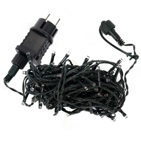 Komplet Lampek Choinkowych 100 LED Zimny Biały z Efektem Flash i Dodatkowym Gniazdem, Odporny na Wodę (IP44)