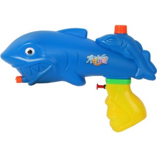 Pistolet na Wodę z Pojemnikiem Ciśnieniowym 29 cm - Design Rekin w Kolorze Niebieskim