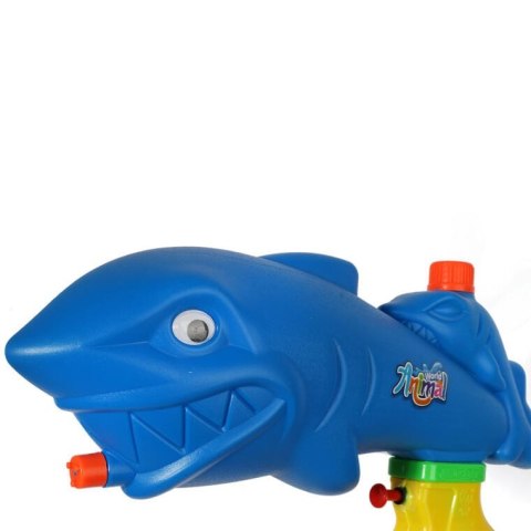 Pistolet na Wodę z Pojemnikiem Ciśnieniowym 29 cm - Design Rekin w Kolorze Niebieskim