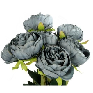 Sztuczne Piwonie w Kolorze Szaro niebieskim - Bukiet 7 Sztuk, 48 cm