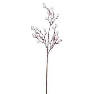 GAŁĄZKA DEKORACYJNA ZE ŚNIEŻNYMI KULECZKAMI 50CM