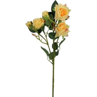 RÓŻA GAŁĄZKA 5 KWIATÓW 62 CM KOLOR ŻÓŁTY