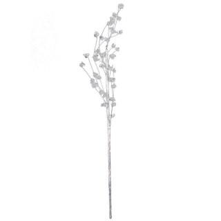 SREBRNA GAŁĄZKA DEKORACYJNA Z KRYSZTAŁKAMI 48 CM