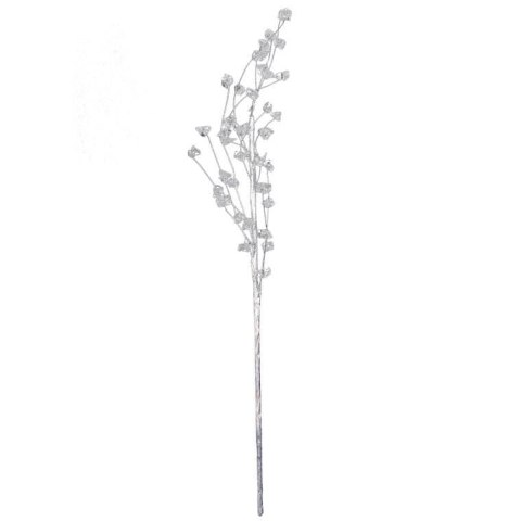 SREBRNA GAŁĄZKA DEKORACYJNA Z KRYSZTAŁKAMI 48 CM