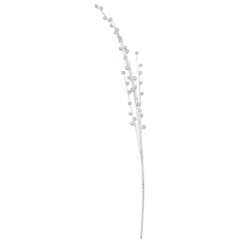 SREBRNA GAŁĄZKA DEKORACYJNA Z PEREŁKAMI 75 CM