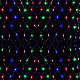 Siatka Świetlna LED Multikolor 1,5x1,5m z Przezroczystym Przewodem, Wodoodporna IP44 do Dekoracji Wnętrz i Zewnętrznych