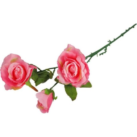 Sztuczna gałązka z trzema różami, kolor różowy, wysokość 72 cm