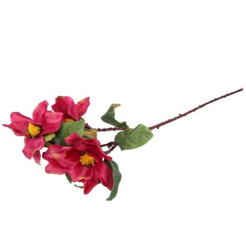 Bordowa Gałązka z Trzema Sztucznymi Magnoliami o Realistycznym Wyglądzie