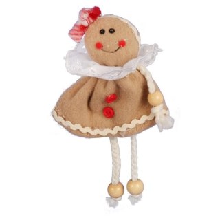 Ozdoba bożonarodzeniowa zawieszka PANI PIERNIK z materiału 14cm BRĄZOWA
