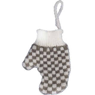 Ozdoba bożonarodzeniowa zawieszka RĘKAWICZKA z włóczki 12X9.5cm SZARA