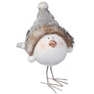 FIGURKA PTASZEK ZIMOWY BELLISIMA, ŚWIĄTECZNA OZDOBA, BROKAT, CZAPKA, 57CM