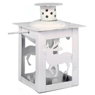 Latarenka Tealight z Metalowym Reniferem w Kolorze Białym