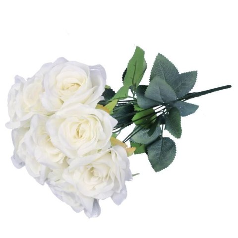 BUKIET 9 ELEGANCKICH RÓŻ 48 CM KOLOR BIAŁY