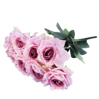BUKIET 9 ROZWINIĘTYCH RÓŻ 48 CM KOLOR JASNY FIOLET