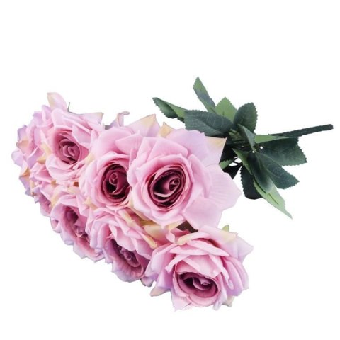 BUKIET 9 ROZWINIĘTYCH RÓŻ 48 CM KOLOR JASNY FIOLET