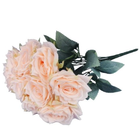 BUKIET 9 ROZWINIĘTYCH RÓŻ 48 CM KOLOR KREMOWY