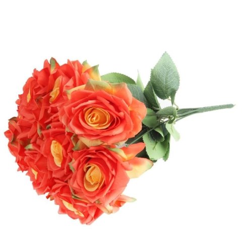 BUKIET 9 ROZWINIĘTYCH RÓŻ 48 CM KOLOR POMARAŃCZOWY
