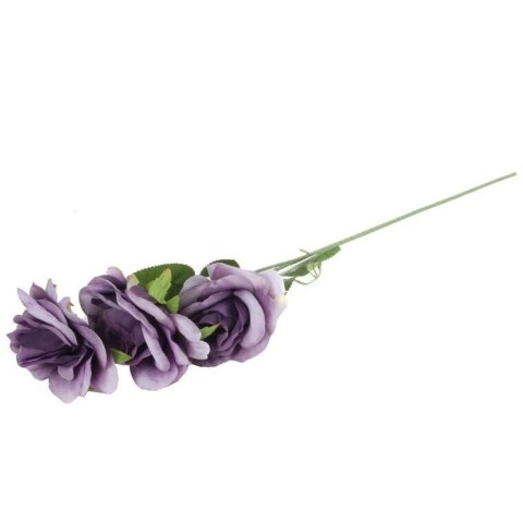 GAŁĄZKA 3 ROZWINIĘTYCH RÓŻ 68 cm KOLOR FIOLETOWY