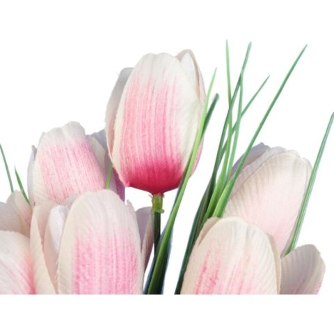 Bukiet 6 TULIPANÓW z trawką 34 cm JASNO RÓŻOWY