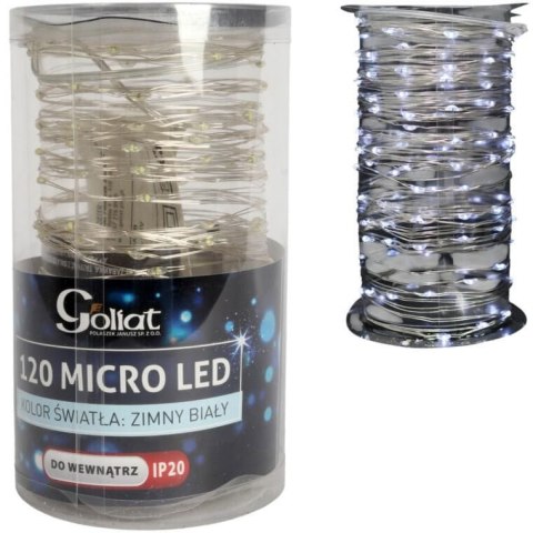 LAMPKI CHOINKOWE 120 LED IP20 ZIMNY BIAŁY NA BATERIE