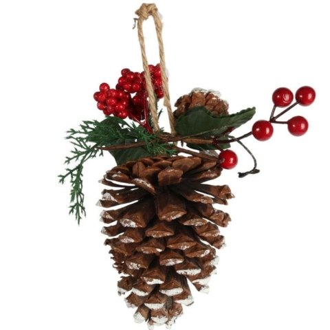 Ozdoba bożonarodzeniowa zawieszkaSZYSZKA Z DEKORACJĄ 20 cm BRĄZOWA