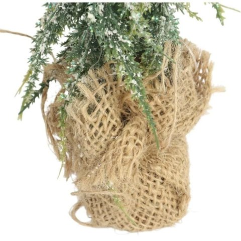 Sztuczne drzewko CHOINKA OŚNIEŻONA W JUCIE 24 CM