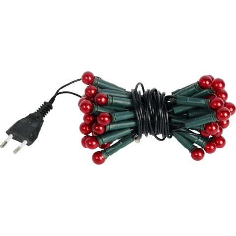 Czerwone Lampki-Perły Choinkowe 50L na Zielonym Kablu, 220-240V, Długość 2,7m