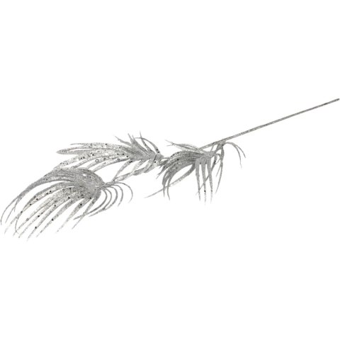 GAŁĄZKA BROKATOWA - 3 LIŚCIE PALMY 66 CM SREBRNA