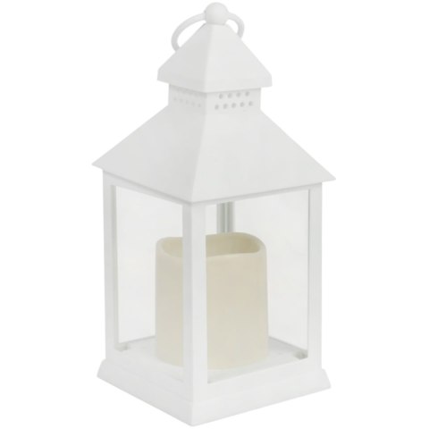 Lampion Latarenka Ze Świecą LED Dekoracyjna Latarnia 27 cm Biała