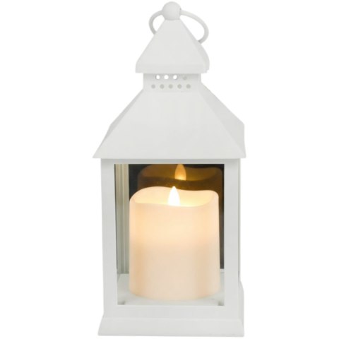 Lampion Latarenka Ze Świecą LED Dekoracyjna Latarnia 27 cm Biała