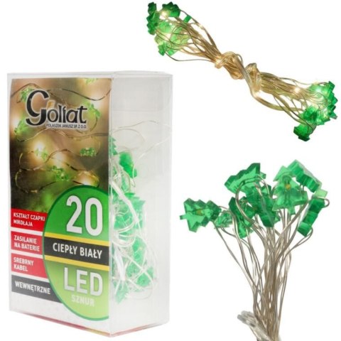 Lampki choinkowe na sznurze ZIELONE CHOINKI 20 led na baterie