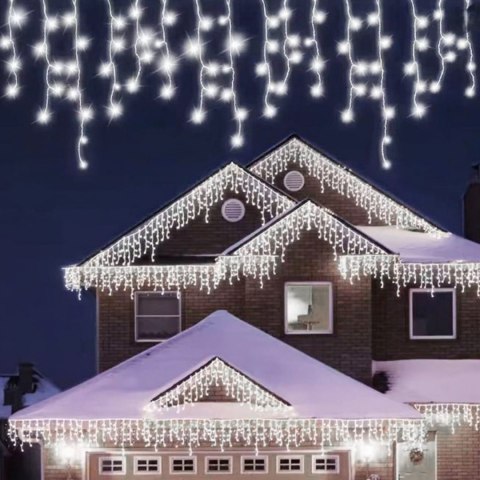 SOPLE 300 LED KURTYNA LAMPKI ZEWNĘTRZNE/WEWNĘTRZNE FLASH ZIMNY BIAŁY PROGRAMATOR 9 M