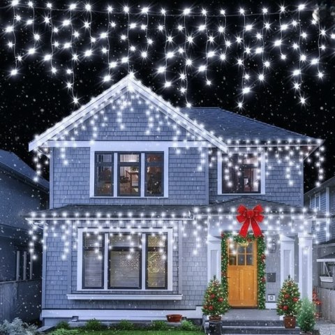 SOPLE 300 LED KURTYNA LAMPKI ZEWNĘTRZNE/WEWNĘTRZNE FLASH ZIMNY BIAŁY PROGRAMATOR 9 M