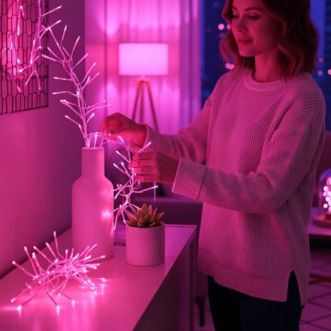 Lampki choinkowe 288 led typu gąsienica Cluster w kolorze różowym 2 m
