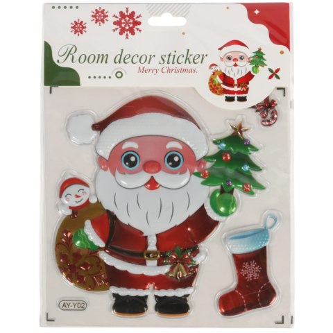 NAKLEJKI ŚWIĄTECZNE NA OKNO 3D DEKORACJA OZDOBA MIKOŁAJ Z CHOINKĄ
