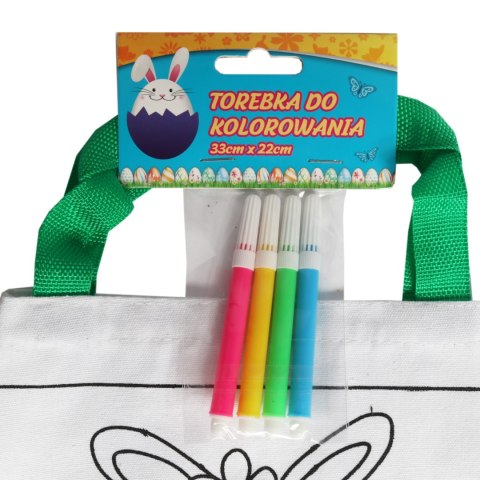 Torba wielkanocna do kolorowania + pisaki 33 x 22 cm kwiaty