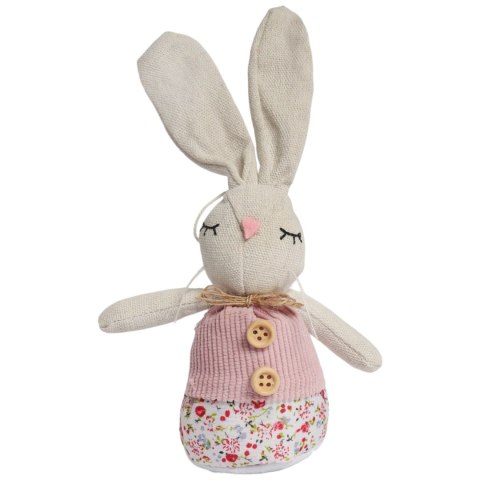 Zając STOJĄCY lniany Ozdoba Wielkanocna Figurka różowa 19 cm