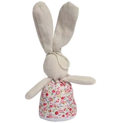 Zając STOJĄCY lniany Ozdoba Wielkanocna Figurka różowa 19 cm