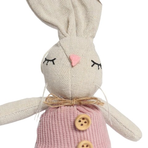 Zając STOJĄCY lniany Ozdoba Wielkanocna Figurka różowa 19 cm