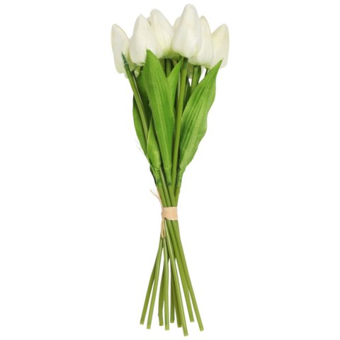 Bukiet 12 TULIPANÓW W PĘCZKU Z RAFIĄ 32 cm jasno różowe