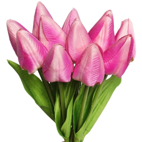 Bukiet 12 TULIPANÓW W PĘCZKU Z RAFIĄ 32 cm pomarańczowe