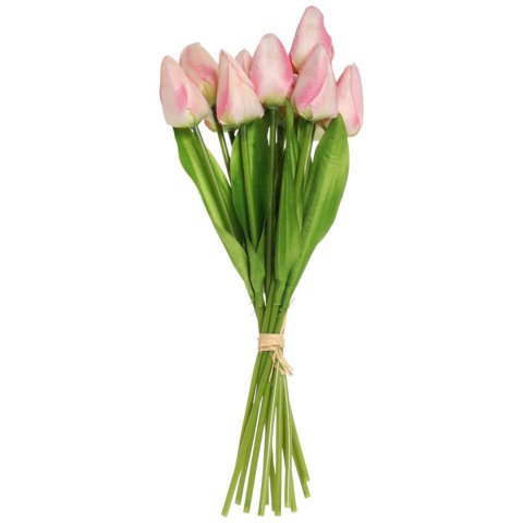 Bukiet 12 TULIPANÓW W PĘCZKU Z RAFIĄ 32 cm pomarańczowe