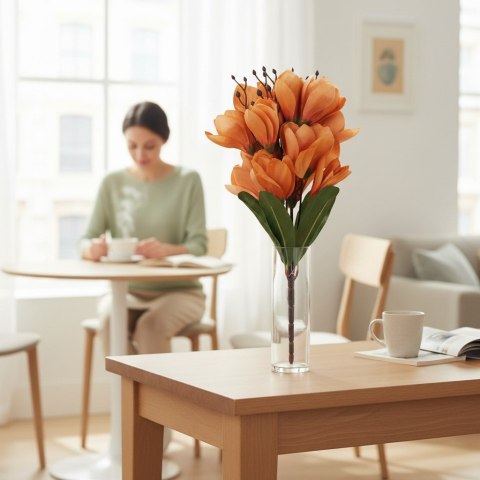 BUKIET MAGNOLII sztuczne kwiaty do wazonu KOMPOZYCJA brązowa 37 cm